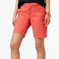 New! With Tags! Tommy Hilfiger Women Hollywood Flex Shorts. 9” Inseam. Very Comfortable. Color: Coral / Peony. Plus-Size Shorts. Size: 24. Style Your Warm-Weather Look With Tommy Hilfiger's Versatile Bermuda Shorts That Pair Perfectly With A Button-Down Blouse Or Casual Tee. 4-Pocket Styling Front Zipper Closure; Belt Loops Mid Rise: Waistband Sits Below Natural Waist Imported Tommy Hilfiger Summer Shorts With Pockets, Tommy Hilfiger Shorts With Pockets For Summer, Tommy Hilfiger Summer Bottoms With Pockets, Casual Bermuda Shorts For Spring Workwear, Tommy Hilfiger Shorts With Pockets, Casual Tommy Hilfiger Short Bottoms, Tommy Hilfiger Casual Short Length Bottoms, Casual Tommy Hilfiger Spring Shorts, Tommy Hilfiger Cotton Shorts