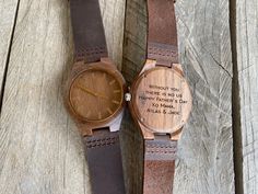 "Mens Watch, Boyfriend Gift, Wooden Watches for Men, Husband Gift, Mens Personalized Gift, Mens Leather Wrist Watch, Engraved Wood Watch Mens Handmade wrist watch made of black sandal wood case with a beautiful genuine leather watch band with an elegant stitching. The back watch case is professional engraved with a personal message. PERSONALIZATION: Due to small engraving area, please limit 8-10 Words -Specify engraving details at checkout in the \"NOTES TO NEXT LEVEL ENGRAVING\" box.  See our e Father's Day Gift Brown Watch Accessories, Personalized Adjustable Watch Accessories, Gift Brown Leather Strap Watches, Brown Leather Strap Watch As Gift, Engraved Brown Watches For Gift, Engraved Brown Watches For Gifts, Father's Day Gift Watch Accessories, Personalized Adjustable Watches As Gifts, Engraved Brown Watches As Gift