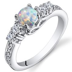 Peora.com - White Opal Ring Sterling Silver Round Shape 0.5 Carats SR11170, $34.99… White Opal Ring, Sterling Silver Engagement Rings, Black Onyx Ring, Cubic Zirconia Rings, Silver Engagement Rings, Opal Ring, Classic Ring, White Opal, Vintage Bracelets