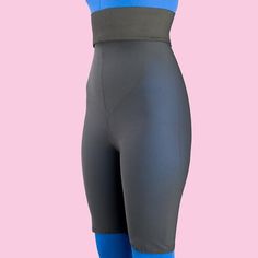 High Waist Compression Girdle Above Knee - 2nd Stage, Black (#2080) Fitted Black Bottoms With Built-in Padding, Fitted Tights With Wide Waistband For Training, Supportive Fitted Shapewear With Built-in Shorts, Compression Shapewear With Wide Waistband, Short Leg, Compression Shapewear With Wide Waistband, Fitted Short Leg Shapewear With Contoured Waistband, Fitted Shapewear With Built-in Shorts For Workout, Fitted Shapewear With Contoured Waistband And Short Leg, Fitted Mid-thigh Length Activewear Shapewear