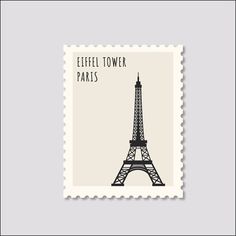 a stamp with the eiffel tower in paris on it's back side