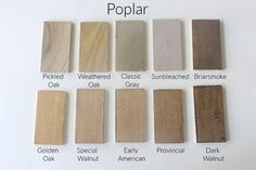 the different colors of wood are shown in this chart