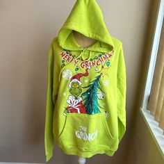 Grinch Womens Hooded Sweatshirt Fleece Lined Hoodie New Christmas Tree Green Christmas Long Sleeve Cotton Hoodie, Christmas Cotton Hoodie Top, Maternity Hoodie, Carhartt Sweatshirts, Purple Jumpers, Christmas Tree Green, Navy Blue Crewneck, Velour Hoodie, Lined Hoodie