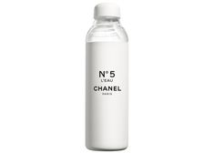 a bottle of chanel no 5 eau deodorant on a white background