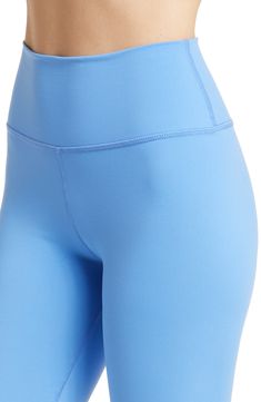 Power up your workout wardrobe with high-waist leggings that keep you moving with a healthy dose of stretch. 87% Supplex® nylon, 13% Lycra® spandex Machine wash, tumble dry Made in the USA Black Owned/Founded Blue Yoga Pants With Contoured Waistband For Gym, Blue Athleisure Activewear With Contoured Waistband, Blue Athleisure Leggings For Running, Blue Leggings With Contoured Waistband For Workout, Blue Stretch Yoga Pants For Pilates, Sporty Tights For Pilates, Blue Athleisure Leggings With Contoured Waistband, Blue Stretch Activewear With Contoured Waistband, Blue High Rise Athleisure Activewear