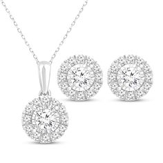 Diamond Accented Round Cut Jewelry Sets For Gifts, Diamond Accents Jewelry Sets With Round Cut For Gift, Jewelry Sets With Round Cut Diamond Accents For Gifts, Diamond White Round Cut Jewelry Set For Gift, Sterling Silver Diamond Cut Jewelry Set In Diamond White, Sterling Silver Jewelry Sets With Diamond Cut In White, White Sterling Silver Jewelry Sets With Diamond Cut, Cubic Zirconia Necklaces With Matching Earrings, White Gold Jewelry Sets With Brilliant Cut