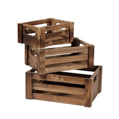 three wooden crates stacked on top of each other