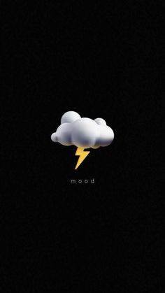 a cloud with a lightning bolt in the middle of it, on a black background