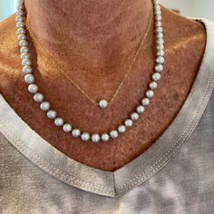 Back in stock!!! We just received a beautiful array of these gorgeous silver / grey pearls, grab them while we have them! These are freshwater silver pearls! Also, check out our Silver Akoyas! Look at this amazing silver pearl necklace by The Pearl Girls!! Featuring gorgeous cultured pearls! These beauties are a silvery grey with overtones of lavender and blue and are shining bright with their high luster! You may have read my origin story... The Pearl Girls started in 2006 on a big trip through Classic Tahitian Pearl Necklace With Round Beads, Classic Tahitian Pearl Necklace For Anniversary, Gray Pearl Necklace For Gift, Gray Pearl Necklace For Gifts, Classic Tahitian Pearl Drop Necklaces, Classic Tahitian Pearl Necklace With High Luster, Classic Tahitian Pearl Necklace In White Gold, Classic White Gold Tahitian Pearl Necklace, Classic Silver Pearl Necklace With High Luster