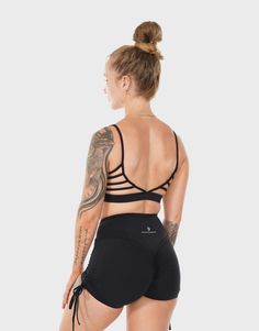 #color_black Athleisure Strappy Sports Bra With Built-in Bra, Strappy Sports Bra With Built-in Bra, T-back Sports Bra With Straps For Workout, Nylon Activewear With Built-in Bra And Strappy Back, Strappy Back Sports Bra For Yoga, Sportswear Strappy Back Sports Bra For Yoga, Sports Bra With Strappy Back And Built-in Bra, Adjustable Straps T-back Sports Bra For Yoga, Black Sports Bra With Adjustable Straps And Medium Support