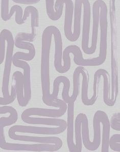 an abstract painting with white and purple lines on the wall, in shades of lavender