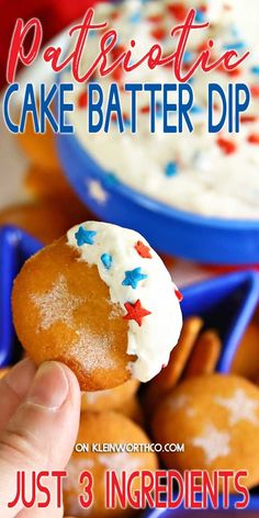 patriotic cake batter dip recipe with just 3 ingredients