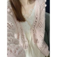 Sweater Coat Cardigan Milk Department Wear Pink Hollow Mohair Women Spring and Autumn Lazy Wind Tops Soft Knitwear Cardigan Sweater Coat, Sweater Coat, Spring And Autumn, Wear Pink, Sweater Coats, Pink White, Knitwear, Milk, Pink