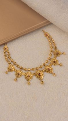 Gold Neck Jewellery, 22kt Gold Necklace, Gold Necklace Set 10 Grams, Dokiyu Design Gold, Gold Sitahar Design, Sitahar Necklace Gold, Antique Gold Necklace Indian Bridal Jewelry, Neckless Gold Jewelry Simple, Gold Jewelry Simple Necklace Indian