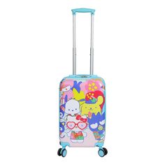 Embark on your travels in adorable style with this Hello Kitty & Friends 20” carry-on luggage. Featuring the beloved characters Hello Kitty, Pochacco, Pom Pom Purin, Badtz-Maru, Chococat, Kuromi, and Cinnamoroll, this luggage is a delightful expression of your fandom. The 360-degree wheels and retractable trolley handle ensure smooth navigation, while the ABS and PC film materials provide a durable and impact-resistant exterior. Measuring 20” H x 13” W x 8.5” D, it's the perfect size for your es Shop Hello Kitty, Pom Purin, Friends Merchandise, Character Group, Adorable Style, Hello Kitty Friends, Badtz Maru, Film Material, Friends Characters