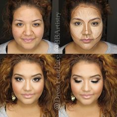 Contour For Round Face, Round Face Makeup, Power Of Makeup, Makeup Transformation, Face Contouring, Contour Makeup, Highlighter Makeup, Contouring And Highlighting