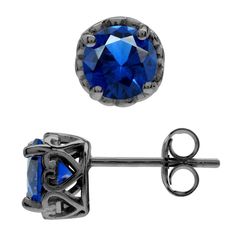 PRICES MAY VARY. Silvershake 1.9 ct 6 mm Created Blue Sapphire Black Rhodium Plated 925 Sterling Silver Victorian Style Stud Post Earrings Women Business Attire, Bezel Set Earrings, Women Business, Gold Pearl Earrings, Black Earrings, Black Rhodium, Business Attire, Sterling Silver Heart, Victorian Style