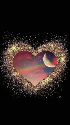 a heart with stars and a moon in the middle