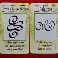 two cards with the words balance and balance on them