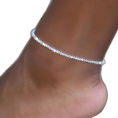 Elegant Wedding Anklets With Rhinestones, Elegant Crystal Anklets For Wedding, Elegant Silver Anklets With Bling, Wedding Anklets With Rhinestones And Crystal, Silver Party Anklets, Wedding Silver Crystal Anklets, Adjustable Crystal Anklets In Elegant Style, Elegant Silver Bling Anklets, Silver Cubic Zirconia Anklets For Gift