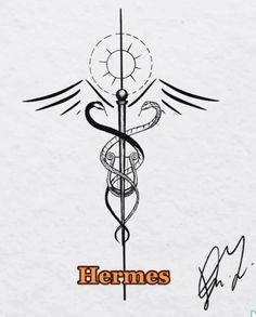 a drawing of a medical symbol with the name hermes on it