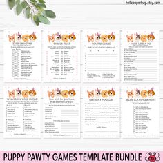 the puppy party games template bundle