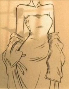 a drawing of a woman in a dress