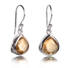 Beautiful Pear-Shaped Citrine Earrings in Sterling Silver.  This elegant Citrine earrings can be worn flawlessly with any attire and for any purpose. Please use silver polishing cloth and avoid contact with chemicals. Citrine Earrings, Jewellery Store, Mens Jewelry Bracelet, Fine Earrings, Heart Jewelry, Birthstone Jewelry, Yellow Orange, Badger, Jewelry Branding