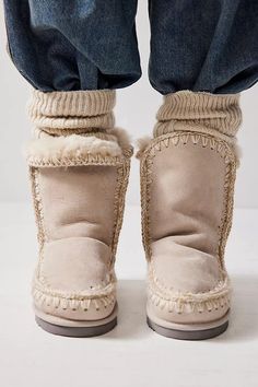 MOU Creston Boots | Free People Cozy Cold Weather Boots With Round Toe, Cozy Round Toe Boots For Cold Weather, Beige Shearling Boots For Fall, Winter Cream Leather Mid-calf Boots, Beige Sheepskin Boots For Winter, Beige Sheepskin Winter Boots, Cream Shearling Winter Boots, Cream Shearling Boots For Winter, Fluffy Winter Boots