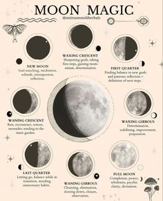 Lunar Birth Phase, New Moon Illustration, Witchcraft Journal, Lunar Witch, Lunar Magic, Moon Phase Calendar