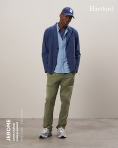 Men's regular fit jacket, slightly loose, featuring a chest pocket, front patch pockets, waist adjustment tab, and "3-button" fastening. A casual workwear-inspired jacket that's especially easy to wear for the summer! Waist Adjustment, Casual Workwear, Cap Mens, Canvas Jacket, Men's Jackets, Workout Jacket, Cotton Jacket, Luxury Fabrics