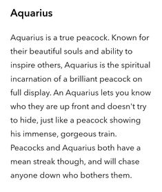 the poem aquarius is a true peacock known for their beautiful souls and ability to inspire others