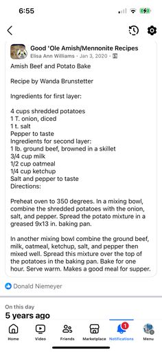 an iphone screenshot showing the recipe and instructions for making baked goods in different ways