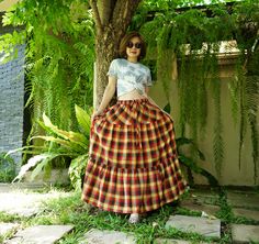 "A soft, comfy,funky boho tiered peasant skirt with 2 pockets and elastic waist. A perfect piece for everyday even summer or vocation. Material: 100% cotton Weight: 306g Status: ready to ship Measurement: skirt (approximately) Elastic Waist: 30\"-44\" (with adjustable drawstring) Hip : 62\" can fit up to hip max 55\" Length: 37.25\" PLEASE PROVIDE YOUR PHONE WHEN YOU CHECK IT OUT.  we will send an order via FedEx which takes about 6-7 days to USA, Canada, Australia, UAE, New Zealand, Europe and Casual Tiered Maxi Skirt With Gathered Detail, Bohemian Tiered Flowy Skirt, Peasant Style Tiered Beach Maxi Skirt, Beach Tiered Peasant Maxi Skirt, Bohemian Tiered Cotton Maxi Skirt, Bohemian Style Tiered Gathered Skirt, Bohemian Tiered Gathered Skirt, Cottagecore Tiered Skirt For Summer, Summer Cottagecore Tiered Skirt