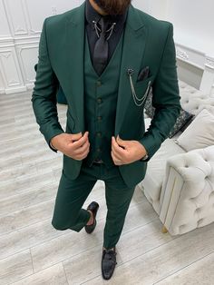 Wilson Green Slim Fit Peak Lapel Suit – brabion Suits Green, Green Suit Men, Tuxedo Prom, Terno Slim, Prom Suits For Men, Costume Africain, Suits Wedding, Pants Gift, Slim Fit Blazer