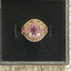 Beautiful Rose De France Amethyst (Ovl 3.20cts) & Pink Tourmaline Filigree Ring Set In Platinum Over Sterling Silver Nickel Free Accented With 14kt Yg Size 6, Tgw 3.50cts. This Is A Gorgeous Ring With Pink Blush Colored Natural Amethyst. Perfect Gift For This Holiday. Spoil Yourself Or That Someone Special This Holiday Season. Please Feel Free To Ask Any Questions. Pink Gemstones With Prong Setting For Formal Occasions, Elegant Pink Amethyst Ring For Formal Occasions, Pink Gemstones For Formal Fine Jewelry, Pink Gemstones For Formal Occasions, Elegant Pink Topaz Ring For Formal Occasions, Classic Pink Amethyst Ring For Formal Occasions, Formal Pink Gold Sapphire Ring, Formal Pink Amethyst Ring With Prong Setting, Classic Pink Amethyst Wedding Ring