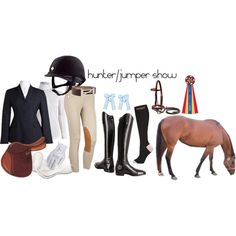 there is a horse, rider's gear and other items in this image on the white background