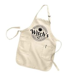 a white apron with the words witch's on it