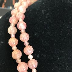 Rose Quartz Necklace Rare Vintage Carved. 2 Strands Of Pure Beauty. Estate Piece. Natural Rose Quartz Necklace, Handmade Pink Necklace For Formal Occasions, Formal Pink Handmade Necklace, Elegant Handmade Rose Necklace, Carved Necklace, Rose Quartz Necklace, Pure Beauty, Quartz Necklace, Womens Jewelry Necklace