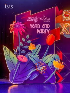 an advertisement for the new year's end party is displayed on a purple background