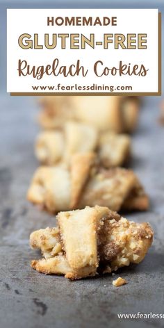 homemade gluten - free rugelach cookies with text overlay