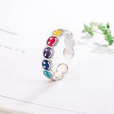 Style: Fashion OL Color: Rainbow Smiley Ring Female Design, Puppy Supplies, Color Rainbow, Personalized Rings, Watch Necklace, Ring Bracelet, Earring Necklace, Ring Necklace, Smiley