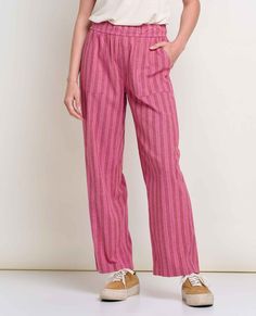 Women's Taj Hemp Pant | Hemp Wide Leg Pants by Toad&Co Comfortable Pink Summer Pants, Relaxed Pink Bottoms For Spring, Relaxed Pink Bottoms For Summer, Relaxed Pink Summer Bottoms, Hippie Style Relaxed Fit Wide Leg Pants For Spring, Pink Wide Leg Pants For Beach, Casual Pink Wide Leg Pants For Beach, Pink Relaxed Fit Linen Bottoms, Pink Relaxed Fit Linen Pants