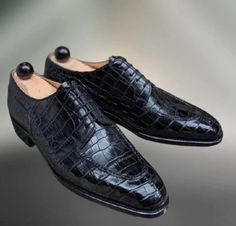 100% Original Handmade Premium Quality Leather Shoes & Boots Top Niche Features: - Detailed Stitching and Craftsmanship. - Leather Heel. - Soft Pre No..r Leather Lining. - 100% Leather Sole. - Ultra Comfortable - Sustainable and Eco-Friendly - Used for various Men's Dress Styles. For EU, UK, and USA sizes, please check the size chart in the pictures. Please message us for Custom Size, Color, or any bulk requirements. Alligator Dress Shoes, Black Alligator, Man Dressing Style, Oxford Shoe, Alligator Print, Print Texture, Shoe Men, Handmade Leather Shoes, Oxford Shoes Men