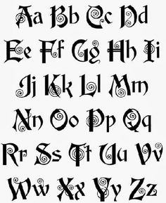 an old english alphabet with swirly letters