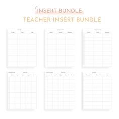 the printable teacher insert bundle is shown in four different sizes, including one for each student