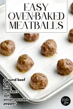 Easy Oven-Baked Meatballs Oven Baked Meatballs Ground Beef, Meatball Appetizers, Oven Meatballs, Barbecue Meatballs