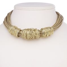 This ready-to-wear multi-strand necklace with wire wrap is ideal for gift giving, counter sales or extending current jewelry lines. Colors, shapes and sizes may vary in each lot. Classy Necklace, Sage Color, Necklace Choker, Gold Wire, Multi Strand Necklace, Cotton Cord, Waxed Cotton, Everyday Jewelry, Strand Necklace