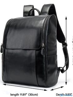 OrcaJump - Mens Solid Cowhide Waterproof Backpack - Large Capacity, Functional Design, Everyday Black Gray Coffee Colors Classic Black Backpack For Outdoors, Classic Black Outdoor Backpack, Black Leather Backpack For Outdoor With Large Capacity, Black Rectangular Leather Backpack For Outdoor, Black Leather Rectangular Backpack For Outdoor, Coffee Colors, School Rucksack, Waterproof Laptop Backpack, Cheap Backpacks