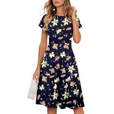 Homeyee Women's Short Sleeve Floral Casual Aline Midi Dress A102 Product Details Size: 12 Color: Dark Blue+Floral#2 Brand: No Brand Mpn: Ea102dyfxxl Upc: Does Not Apply Ean: Does Not Apply * Is Discontinued By Manufacturer : No * Package Dimensions : 8 X 7 X 1 Inches; 10.58 Ounces * Department : Womens * Date First Available : July 4, 2018 * Manufacturer : Homeyee Dress Description: This Vintage Short Sleeve Crew Neck Dress, Floral Print Design Midi Dress That Could Be Dressed Up Or Down Dependi Blue Floral Print Midi Dress Fit And Flare, Blue Floral Print Fit And Flare Midi Dress, Blue A-line Midi Dress For Spring, Blue Floral Print Knee-length Dress, Navy Knee-length Mini Dress For Summer, Casual A-line Floral Dress, Blue Floral Dress With Short Sleeves, Casual Blue Floral Dress, Blue A-line Fit And Flare Midi Dress